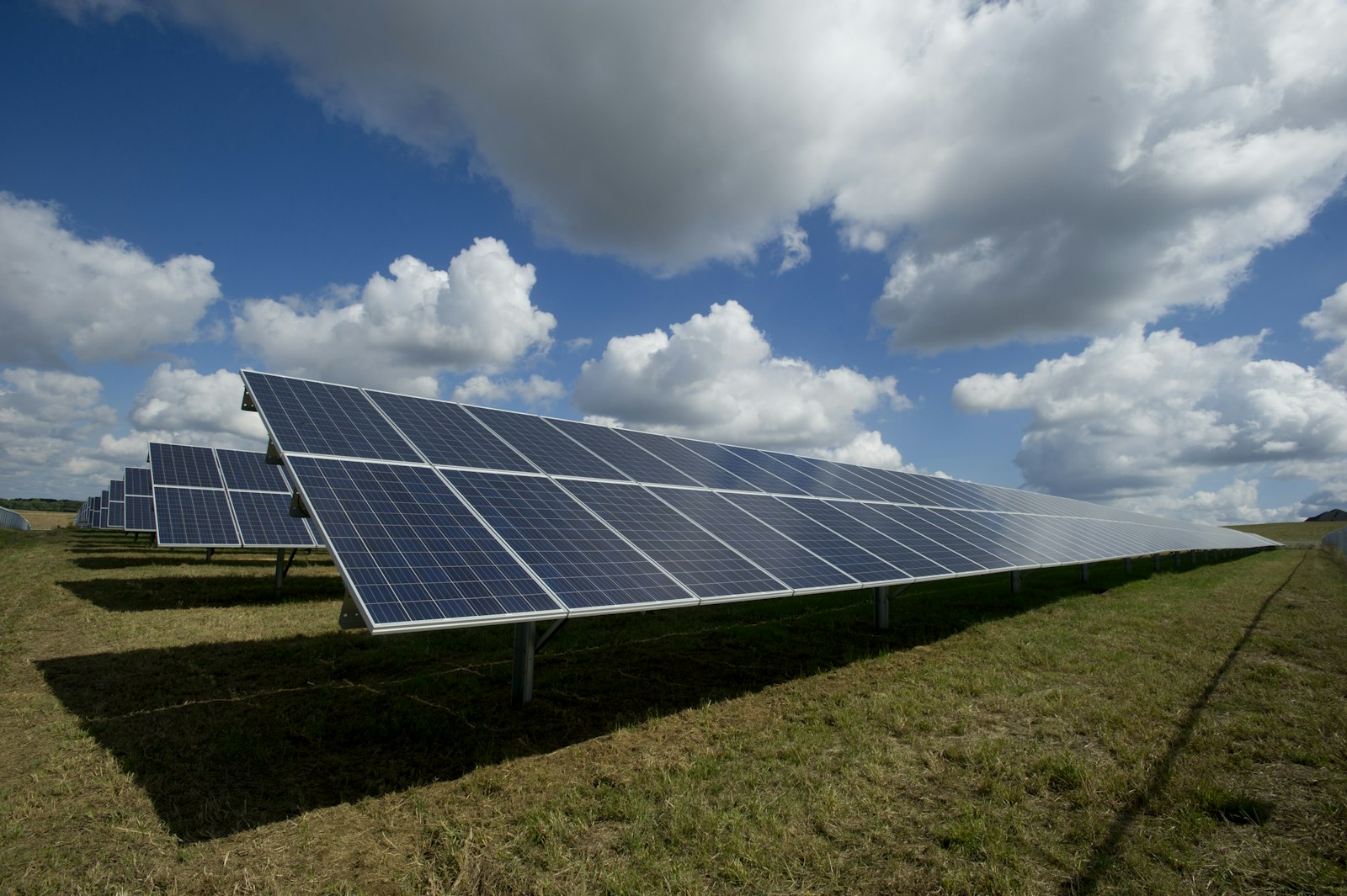 Solar panels under sky